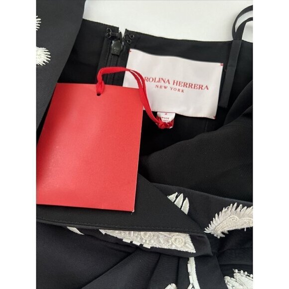 Carolina Herrera size 2 Floral Beaded Embroidered Column Gown Dress Black White - Picture 14 of 16